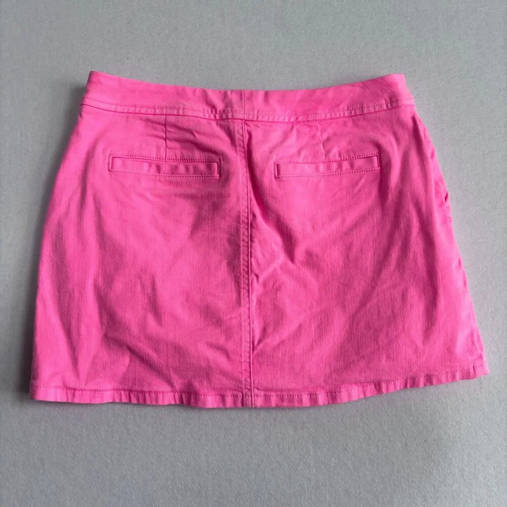 Lilly Pulitzer Denim Skort Women's 4 Hot Pink Cotton Vacation Summer Stretch